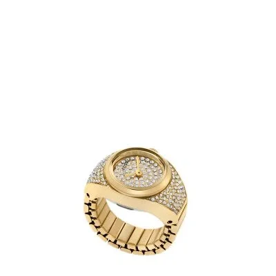 Watch Ring Two-Hand Gold-Tone Stainless Steel Watch Ring Two-Hand Gold-Tone Stainless Steel