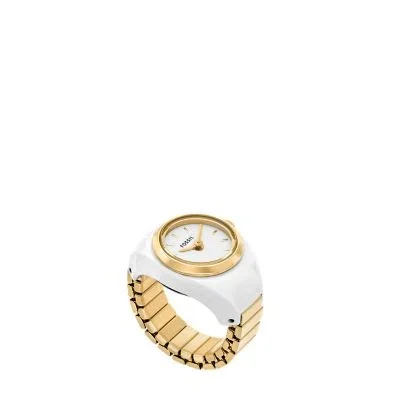 Watch Ring Two-Hand Gold-Tone Stainless Steel Watch Ring Two-Hand Gold-Tone Stainless Steel