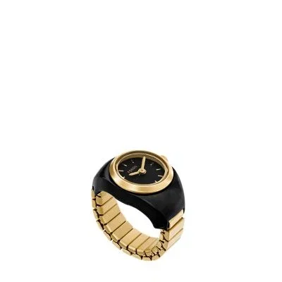 Watch Ring Two-Hand Gold-Tone Stainless Steel Watch Ring Two-Hand Gold-Tone Stainless Steel