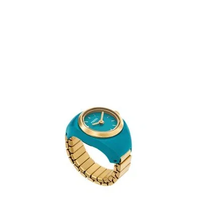 Watch Ring Two-Hand Gold-Tone Stainless Steel Watch Ring Two-Hand Gold-Tone Stainless Steel