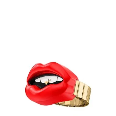 Watch Ring Two-Hand Gold-Tone Stainless Steel Watch Ring Two-Hand Gold-Tone Stainless Steel