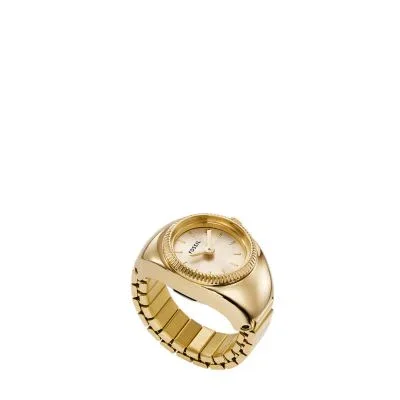 Watch Ring Two-Hand Gold-Tone Stainless Steel Watch Ring Two-Hand Gold-Tone Stainless Steel