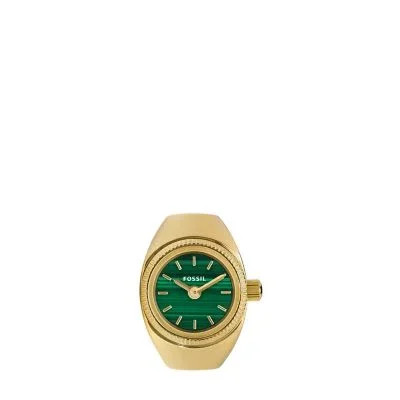 Watch Ring Two-Hand Gold-Tone Stainless Steel Watch Ring Two-Hand Gold-Tone Stainless Steel