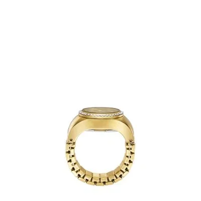 Watch Ring Two-Hand Gold-Tone Stainless Steel Watch Ring Two-Hand Gold-Tone Stainless Steel