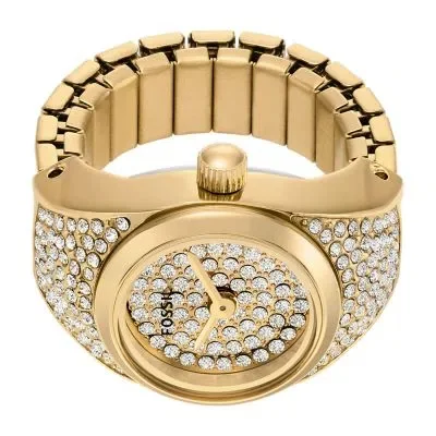 Watch Ring Two-Hand Gold-Tone Stainless Steel Watch Ring Two-Hand Gold-Tone Stainless Steel