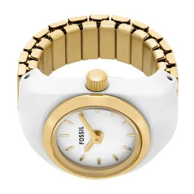 Watch Ring Two-Hand Gold-Tone Stainless Steel Watch Ring Two-Hand Gold-Tone Stainless Steel