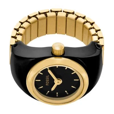 Watch Ring Two-Hand Gold-Tone Stainless Steel Watch Ring Two-Hand Gold-Tone Stainless Steel