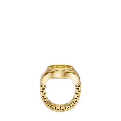 Watch Ring Two-Hand Gold-Tone Stainless Steel Watch Ring Two-Hand Gold-Tone Stainless Steel