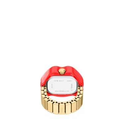 Watch Ring Two-Hand Gold-Tone Stainless Steel Watch Ring Two-Hand Gold-Tone Stainless Steel