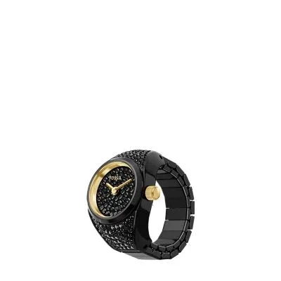 Watch Ring Two-Hand Pavé Black Stainless Steel Watch Watch Ring Two-Hand Pavé Black Stainless Steel Watch