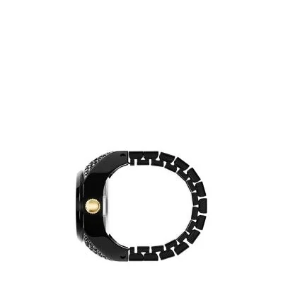 Watch Ring Two-Hand Pavé Black Stainless Steel Watch Watch Ring Two-Hand Pavé Black Stainless Steel Watch