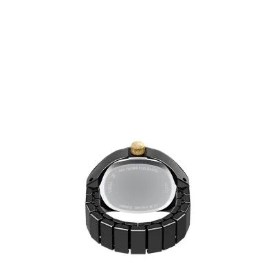 Watch Ring Two-Hand Pavé Black Stainless Steel Watch Watch Ring Two-Hand Pavé Black Stainless Steel Watch