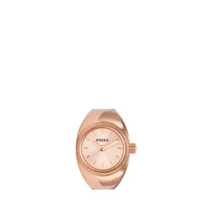 Watch Ring Two-Hand Rose Gold-Tone Stainless Steel Watch Ring Two-Hand Rose Gold-Tone Stainless Steel
