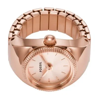 Watch Ring Two-Hand Rose Gold-Tone Stainless Steel Watch Ring Two-Hand Rose Gold-Tone Stainless Steel